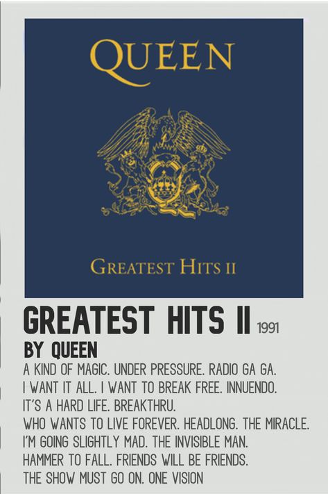 Queen Greatest Hits, Queen Album Covers, Hammer To Fall, Queen Music, Queen Albums, Borhap Cast, Queens Wallpaper, Music Concert Posters, A Kind Of Magic