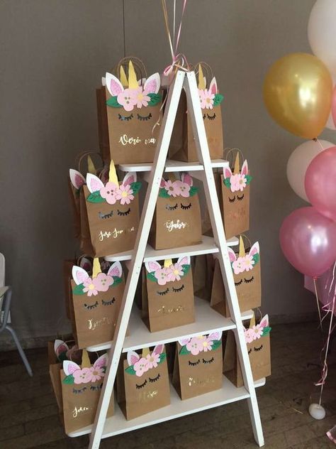 Unicorn Birthday Party Ideas | Photo 4 of 36 Unicorn Birthday Party Ideas, Unicorn Birthday Party Decorations, Brown Paper Bags, Unicorn Themed Birthday Party, Unicorn Birthday Party, Unicorn Baby Shower, Unicorn Birthday Parties, 4th Birthday Parties, Unicorn Party