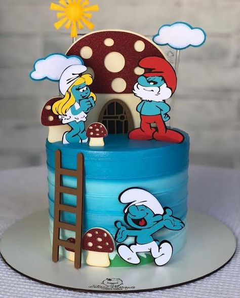 Smurfs Cake, Smurfs Party, Bike Cakes, 50th Cake, 3rd Birthday Cakes, The Smurfs, Bunny Cake, Crazy Cakes, Birthday Cake Kids