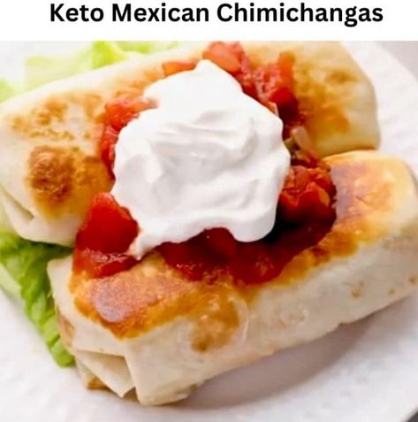 Keto Mexican Chimichangas Chimichanga Beef, Beef Chimichangas, Chimichanga Recipe, Keto Tortillas, Easy Keto Recipes, Mexican Spices, Low Carb Tortillas, Carb Meals, Low Carb Keto Recipes