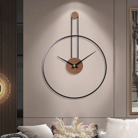 YISITEONE Medium Decorative Wall Clock for Living Room,Metal & Walnut Dial Home Decor Silent Non Ticking Lightweight Clocks for Bedroom, Study, Office Decorations, 24.4" X 17.7",Black : Amazon.ca: Home Clocks For Bedroom, Large Wall Clock Decor, Clock For Living Room, Decorative Wall Clock, Office Decorations, Modern Clock, Large Clock, Bedroom Study, Study Office