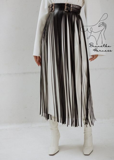 Long Skirt Belt Outfit, Fringe Belt Outfit, Cowboy Cocktails, Tassel Skirt Outfit, Belts Outfits, Rave Outfit Women, Fringe Skirt Outfit, Newspaper Editorial, Fringe Outfit