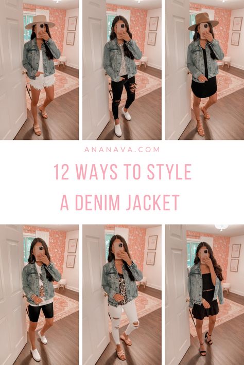 Jean Jacket And Converse Outfits, Work Outfits With Jean Jacket, Black Pants Blue Jean Jacket, Jean Jacket With Hood Outfits, Outfit With Jean Shirt Denim, Light Colored Jean Jacket Outfit, Dark Jeans With Light Jean Jacket Outfit, Spring Jean Jacket Outfits 2023, Women’s Jean Jacket Outfit