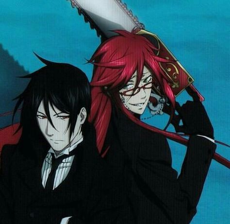 Sebastian X Grell Pfp, Sebastian X Grell Matching Icons, Grell X Sebastian Matching Pfp, Black Butler Matching Icons, Grell And Sebastian, Grell X Sebastian, Grelle Sutcliff, 3 Anime Best Friends Icons, Black Butler Grell