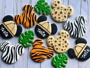 Cookies Decorated With Royal Icing, Safari Cookies, Mickey Theme, Theme Cookies, Yummy Sugar Cookies, Disney Cookies, Safari Cakes, Mickey Safari, Spring Cookies