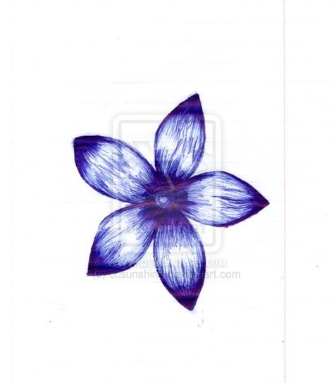 Flower Study by ~ccsunshin3 on deviantART Blue Pen Sketch Simple, Pen Drawings On Hand, Pen Art Doodle, Biro Drawing, Prismacolor Drawing, Biro Art, Drawing Blue, Ballpoint Pen Art, Pen Art Work