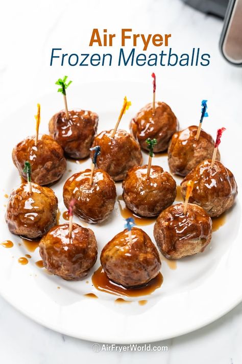 Air Fryer Frozen Meatballs Air Fryer Meatballs, Cooking Frozen Meatballs, Frozen Meatball Recipes, Grape Jelly Meatballs, Bbq Meatballs, How To Cook Meatballs, Airfryer Recipes, Air Fry Recipes, Frozen Meatballs