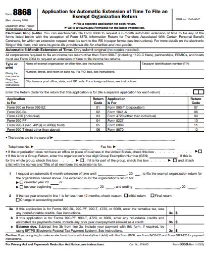 Fillable Form 8868 Fillable Forms, Internal Revenue Service, Tax Forms, Financial Information, Not Enough, 6 Months, How To Apply