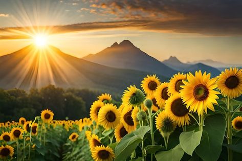 Sunflower Landscape, Background Sunflower, Sunrise Background, Hd Landscape, Sunflower Background, Field Of Sunflowers, Sunflowers Background, Sunflower Garden, Sun Setting