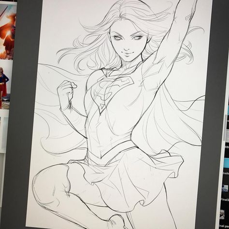 Artgerm Sketch, Stanley Artgerm, Anime Lineart, 2d Character, Pencil Sketch, Supergirl, Coloring Sheets, Late Night, Dc Comics