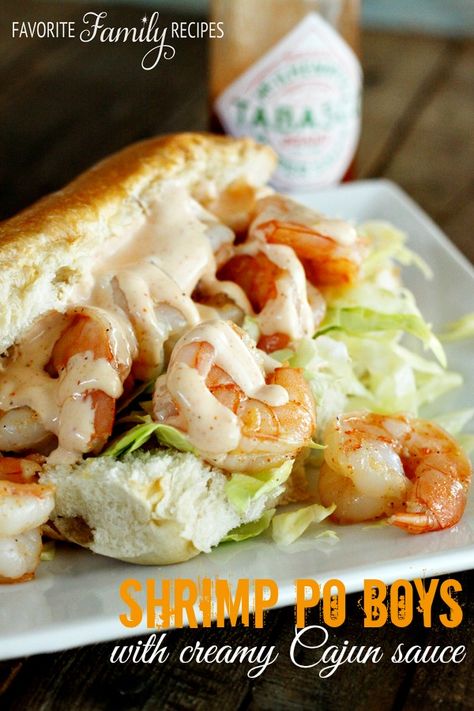 Shrimp Po Boy Recipe, Macncheese Recipe, Creamy Cajun Sauce, Ultimate Sandwich, Cajun Sauce, Shrimp Po Boy, Brunch Buffet, Shrimp Dishes, Think Food