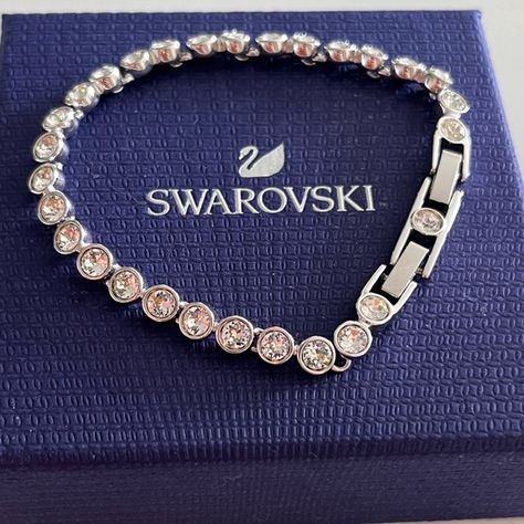 Swarovski Tennis Bracelet silver with round cut crystals, classic, elegant Swarovski Tennis Bracelet, Wishlist Board, Swarovski Bracelet, Swarovski Jewelry, Classic Elegant, Bracelet Silver, Tennis Bracelet, Silver Bracelets, Round Cut