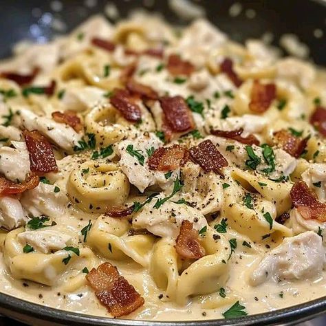 kent Rollins Recipes | Chicken Alfredo Bacon Tortellini 🍗🥓🍝 | Facebook Chicken Bacon Tortellini, Chicken Bacon Tortellini Recipes, Chicken Bacon Ranch Tortellini, Chicken Tortellini Alfredo Recipes, Bacon Tortellini Alfredo, Chicken Alfredo Tortellini Bake, Chicken Alfredo Bacon Tortellini, Kent Rollins, Chicken Alfredo Recipes