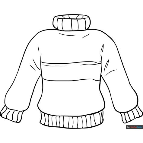 Free Sweater Coloring Page for Kids Sweater Template Printable, Cartoon Sweater Drawing, Winter Clothing Art For Preschool, Ugly Sweater Coloring Page, Sweater Coloring Page, Winter Clothing Worksheet, Clothes Coloring, Vision Collage, Easy Drawing Guides