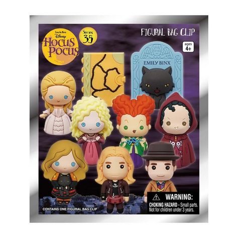 Collect all 11 Hocus Pocus bag clips, each featuring a 3D character from the film, including Winifred, Sarah, Binx, and more! Hocus Pocus Characters, Hocus Pocus Party, Clip Keychain, Blind Bag, Mystery Bag, Fun Texts, Plastic Design, Party Stores, Blind Bags