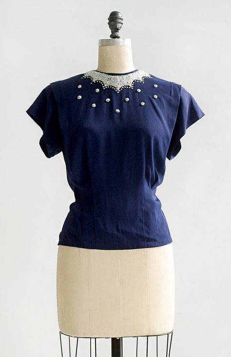 40s Blouse, 1940s Blouse, Forties Fashion, Fashion 1940s, Blouse Designs Silk, Deep Royal Blue, Vintage 40s, 40s Fashion, 1940s Dresses