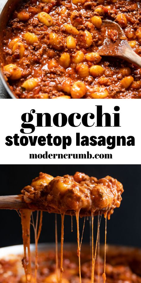 Marinara Gnocchi Recipes, Cheese Stuffed Gnocchi, Gnocchi Recipes With Ground Beef, Italian Sausage And Gnocchi Recipes, International Dinner Ideas, Gnocchi And Ground Beef Recipes, Ground Beef Gnocchi Recipes, Gnocchi Spaghetti, Gnocchi Meals