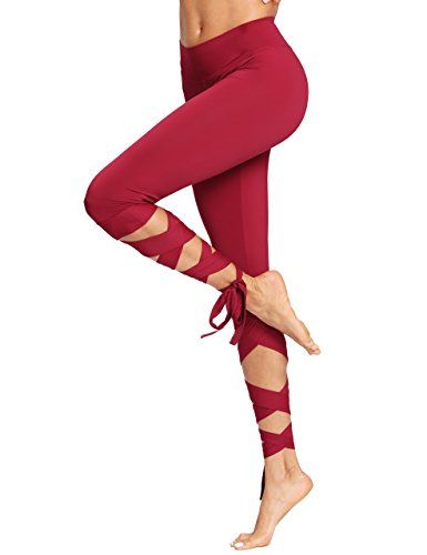 SweatyRocks Women's Cutout Leggings Skinny Yoga Pants Runing Jogger Active Tight SweatyRocks Cutout Leggings, Tight Red Yoga Pants For Gym, Red Micro-elastic Yoga Pants For Workout, Red Seamless Yoga Leggings, Red Yoga Pants With 4-way Stretch, Red 4-way Stretch Yoga Leggings, Cut Out Leggings, Stretch Pants, Yoga Leggings