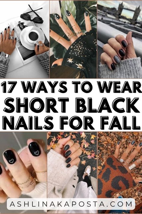 Looking for some Fall nail style inspiration? Look no further, I have the perfect inspiring manicure ideas for you to wear to your Fall dinner parties. May Black Nails, Black Nails Professional, Fall Boho Nails Simple, Short Matte Black Acrylic Nails, Matte Black With Accent Nail, Short Classy Black Nails, Black Nail Color Ideas, Black Dip Manicure, Short October Nail Designs