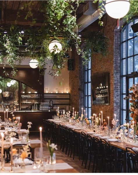 Wedding Floor Plan, Indoor Wedding Inspiration, Wythe Hotel Wedding, Wedding Floor, Brooklyn Wedding Venues, Industrial Wedding Decor, Wythe Hotel, Forest Theme Wedding, Wedding Floral Centerpieces