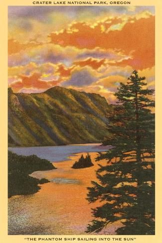 size: 18x12in Art Print: Sunset over Crater Lake, Oregon : Artists Crater Lake Oregon, Crater Lake, Oregon, Lake, Art Print, Sun, Water, Art