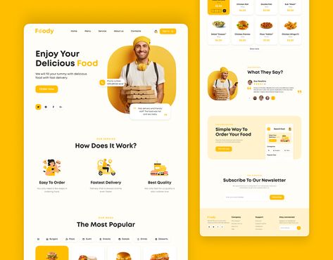 Foody — Food Delivery Landing Page :: Behance Food Website Design Inspiration, Food Delivery Website, Food Website Design, Food Web Design, Food Delivery App, App Interface Design, Ui Design Website, Order Food Online, New Food