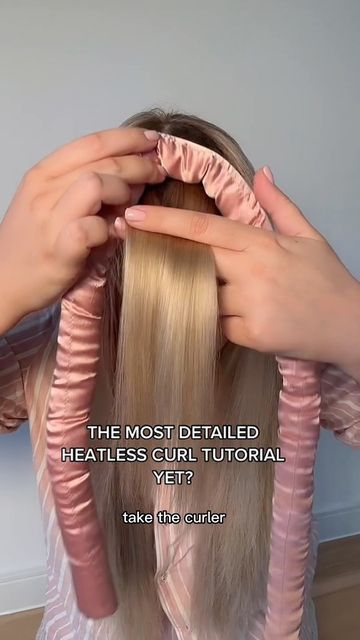 ETERNAL MUSE on Instagram: "Never use your heatless curler on wet hair. For longer lasting results we recommend using a hair mist to slightly dampen fully dry hair. It is best to use the mist per section as you wrap - this way it gives each section enough time to set as it starts to dry. The heatless overnight curler can also we used on dry hair if you hair holds a curl really well naturally ♥️" Step By Step Heatless Curls, How To Use Silk Hair Curler, How To Use Overnight Hair Curlers, Hair Curling No Heat, Using Hair Curlers, How To Heartless Curls Overnight, Long Hair Vacation Styles, How To Put Your Hair In Heatless Curls, None Heat Curls