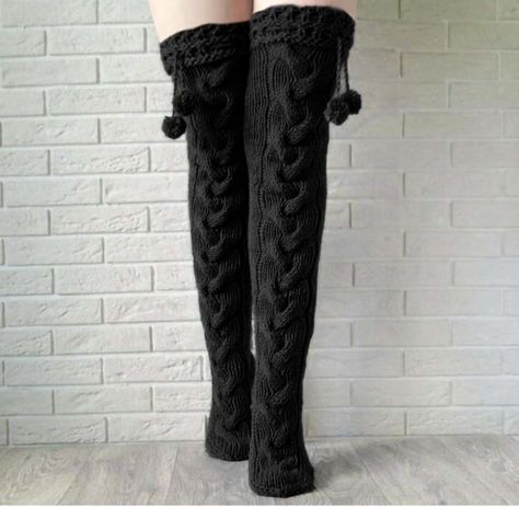 Black Thigh High Socks (3) Available Black Thigh High Socks, Knit Boot Socks, Winter Tights, Black Thigh High, Knit Stockings, Comfy Socks, Knit Boots, Over The Knee Socks, Thigh High Socks