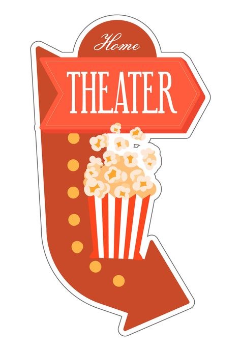 Vintage Style Popcorn Signs for Home Theaters Vintage Popcorn Sign, Outdoor Movie Night Birthday Party, Popcorn Sign, Cupcake Wrappers Template, Popcorn Bar Sign, Popcorn Labels, Popcorn Cupcakes, Printable Signs Free, Circus Food