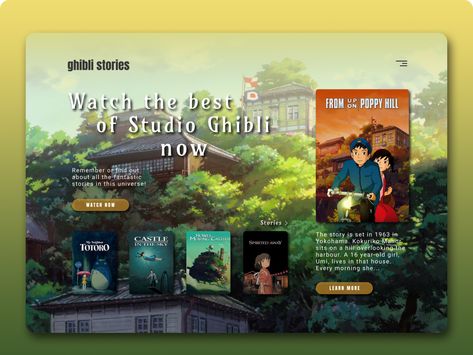 Workshop Website Design, Ghibli Presentation, Ghibli Graphic Design, Anime Website Design, Studio Ghibli Presentation, Studio Ghibli Website, Studio Ghibli Books, Studio Ghibli Infographic, Studio Ghibli Ppt Template