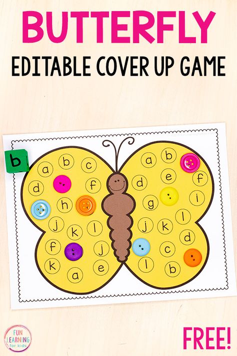 This butterfly alphabet activity is a fun way to learn letters and letter sounds in preschool and kindergarten. Perfect for spring literacy or alphabet centers! #literacy #literacycenters #alphabet Kids Learning Alphabet, Insect Study, Caterpillar Butterfly, Butterfly Alphabet, Butterflies Activities, Insects Preschool, Bugs Preschool, Learning Alphabet, Alphabet Activity