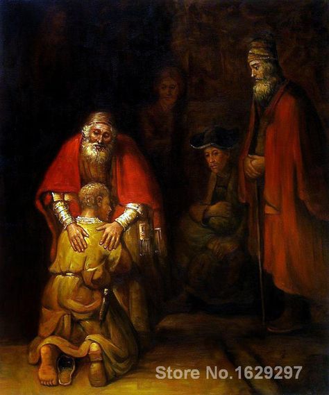 Return of the Prodigal Son Rembrandt van Rijn painting for sale Hand painted High quality Return Of The Prodigal Son, Biblical Stories, The Prodigal Son, Family Portrait Painting, Oil Painting For Beginners, Rembrandt Van Rijn, Prodigal Son, Oil Painting For Sale, Bible Story