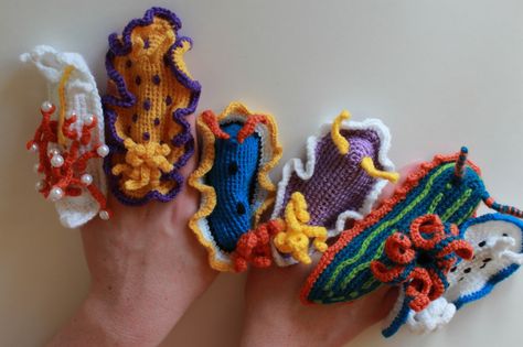 Nudibranchs & Sea Creatures on Pinterest | Sea Slug, Underwater ... Nudibranch Crochet, Sea Stuff, Sea Slugs, Crochet Fish, Underwater Animals, Sea Slug, Freeform Crochet, Hand Puppets, Knitting Techniques