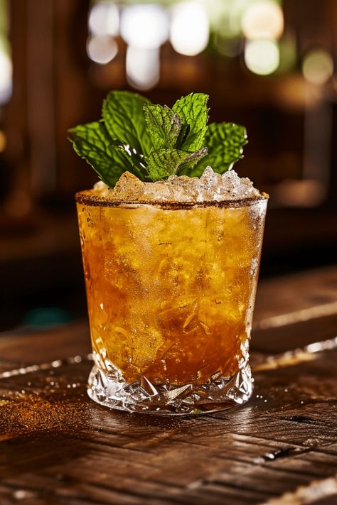 Looking for a cocktail that packs a punch but is quick to make? Try the Iron Ranger, a high-proof cocktail combining bourbon with the zesty kick of lemon juice and sweet tropical pineapple juice. Adding velvet falernum gives it that unique spicy touch while bitters enhance the overall flavor. Garnish it with mint and cinnamon for an aromatic effect. Perfect for anyone who loves bold flavors that you can enjoy in just a few minutes, the Iron Ranger is sure to impress your friends at any gathering. Explore high-proof cocktails that are easy to prepare tonight! Mint Bouquet, Iron Ranger, Party Cocktails, Cocktail List, Alcohol Content, Cocktail Glass, Fun Cocktails, Pineapple Juice, Simple Syrup