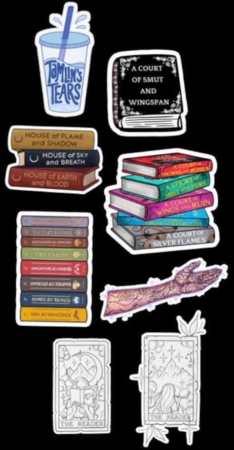 Acotar Diy, Acotar Stickers, Lovers Stickers, Rowan And Aelin, Kindle Stickers, Sticker Inspo, Cricket Ideas, Acotar Series, Book Board