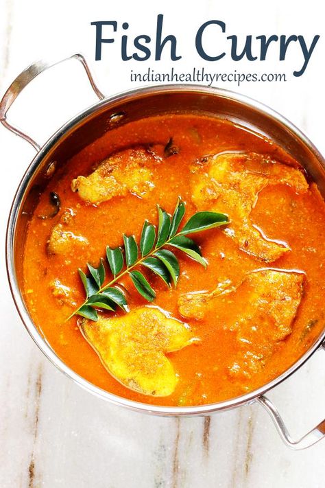 Tasty flavorful fish curry made with spicy onion tomato masala. Serve fish curry with rice or roti. #fish #curry #fishcurry #recipe #seafood Fish Recipes With Coconut Milk, Best Fish Curry Recipe, Indian Fish Curry, Indian Fish Recipes, Fish Curry Indian, How To Make Fish, Fish Curry Recipe, Curry Recipes Indian, Easy Fish Recipes