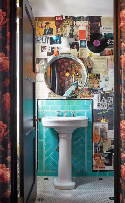 In effort to make fresh, stylish interiors a little more accessible, we're spotlighting cheap yet chic bathroom styling tips and hacks. These bathroom decorating ideas that only cost $100 or less will give you the high quality look and refresh you desire. #bathroomideas Wc Decoration, Ford Interior, Vintage Bar Stools, Chic Wallpaper, Head Shop, 아파트 인테리어, Chic Bathrooms, Shay Mitchell, Bathroom Wallpaper