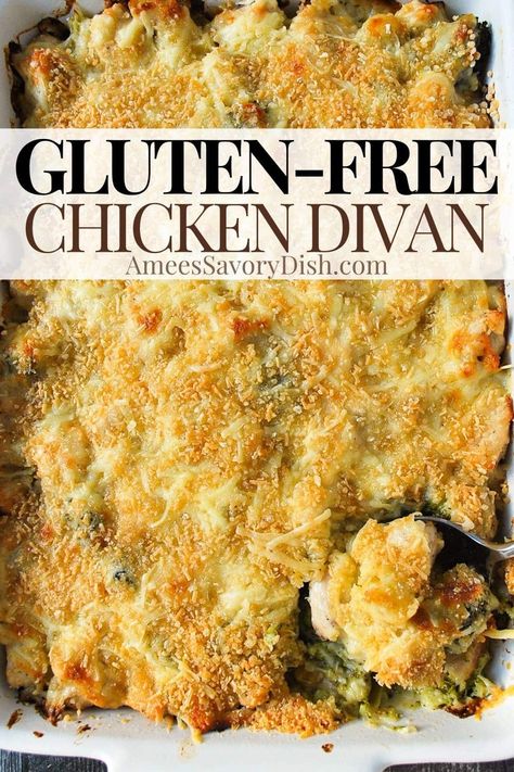 Gluten Free Chicken Casserole Recipes, Gluten Free Chicken Casserole, Gluten Free Casserole Recipes, Gluten Free Casserole, Gluten Free Turkey, Keto Chicken Casserole, Gluten Free Chicken Recipes, Chicken Divan, Cheesy Casserole