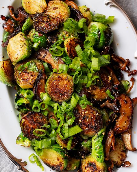 Brussels Sprouts And Mushrooms, Japanese Spices, Shichimi Togarashi, Tried And True Recipes, Roast Duck, Spicy Pork, Favorite Side Dish, Brussels Sprouts, Tried And True