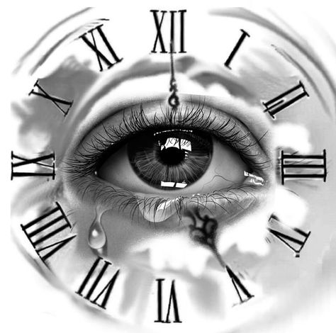 Clock Tattoo Design Births Women, Tattoo Design Stencil, Seeing Eye Tattoo, Ojo Tattoo, Clock And Rose Tattoo, Realistic Eye Tattoo, All Seeing Eye Tattoo, Clock Drawings, Tears Art