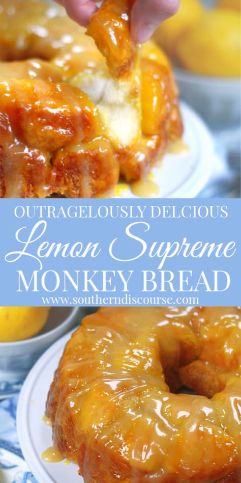 Lemon Supreme Monkey Bread - a southern discourse Lemon Monkey Bread With Canned Biscuits, Try On Hairstyles Free Online, Christmas Monkey Bread, Lemon Monkey Bread, Veggie Alfredo, Monkey Breads, Savory Monkey Bread, Southern Discourse, Monkey Bread Recipe