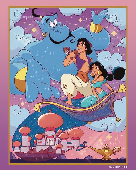 Aladdin Drawing, Magic Carpet Aladdin, Carpet Aladdin, Aurora Maleficent, Aladdin Art, Aladdin Magic Carpet, School Library Decor, Disneyland Princess, Disney Romance