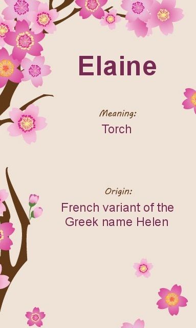 Elaine Name Meaning, Elaine Meaning, Elaine Name, French Words Quotes, Meaning Of Your Name, Fair Maiden, Fantasy Character Names, Greek Names, Sweet Baby Names