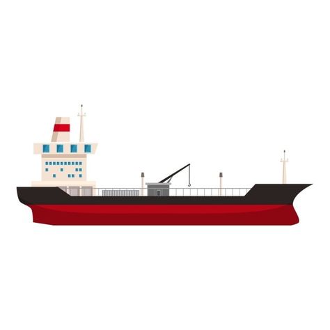 Tanker Ship, Ship Vector, Truck Icon, Waves Background, Cargo Shipping, Blue Clouds, White Clouds, Cartoon Icons, Cartoon Style