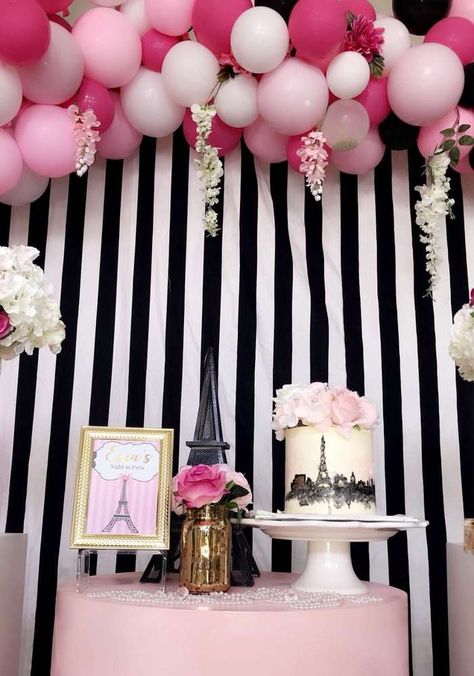 Paris Birthday Party Ideas For Adults, Paris Themed 40th Birthday Party, France Birthday Party, Paris Birthday Party Ideas Decoration, French Party Decorations, Parisian Themed Party, French Themed Birthday Party, French Themed Birthday, Paris Birthday Party Ideas