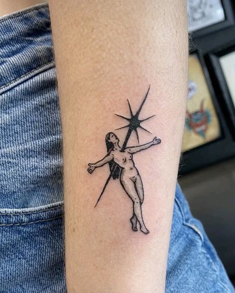 Male Tears On The Rocks Tattoo, Indie Music Tattoo Ideas, Motown Tattoo, Pixies Tattoo Band, Evening Star Tattoo, 70s Tattoo Vintage, Ao3 Tattoo, Rock Star Tattoos, Space Woman Tattoo