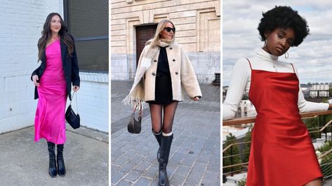 How to Wear Dresses in Winter: Stylish and Cozy Can Go Hand-in-Hand Wear Dresses In Winter, Dresses In Winter, Slipper Outfit, Cold Places, Hourglass Dress, Apple Dress, Chic Fall Outfits, Fashion Blogs, Best Swimsuits