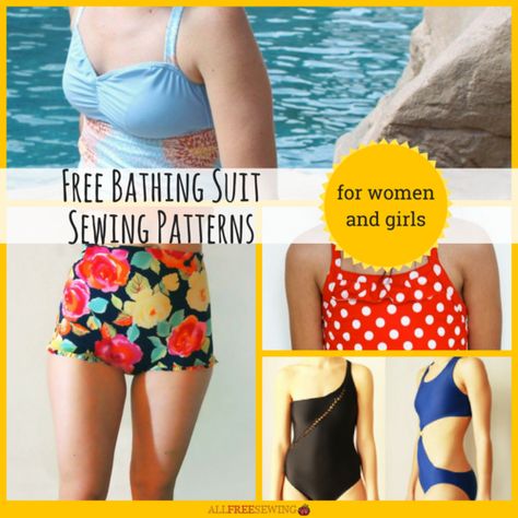 10+ Free Bathing Suit Sewing Patterns (for Women and Girls) | AllFreeSewing.com Swimwear Sewing Patterns Free, Bathing Suit Patterns Free, Summer Sewing Patterns Free, Diy Bathing Suit, Swim Pattern, Swimsuit Sewing Pattern, Swimsuit Pattern Sewing, Swimsuit Ideas, Sewing Corner