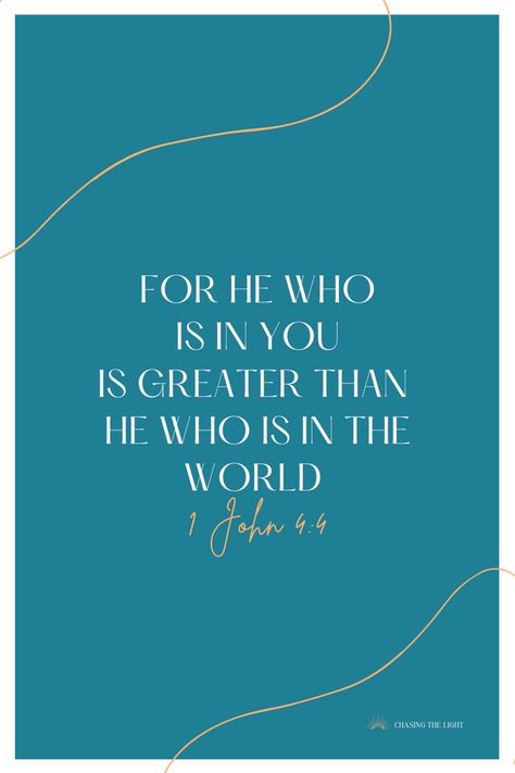 For he who is in you is greater than he who is in the world :) Greater Is He Who Is In Me, He Who Is In Me Is Greater, He Must Become Greater, He Has The Whole World In His Hands, Greater Is He, Scripture Wallpaper, 1 John 4, Greater Than, 1 John