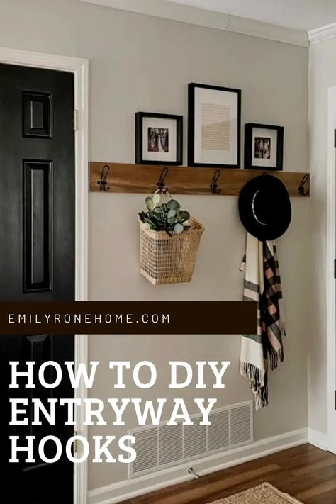 Coat Rack Wall Entryway, Entryway Wall Hooks, Mudroom Wall Hooks, Diy Wall Hooks, Entryway Coat Hooks, Entryway Hooks, Diy Coat Rack, Entryway Coat Rack, Coat Hooks On Wall